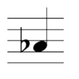 b = Halbton runter