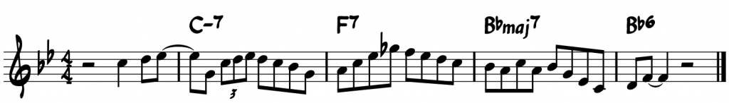 Noten einer Charlie Parker Phrase über Confirmation, Bridge